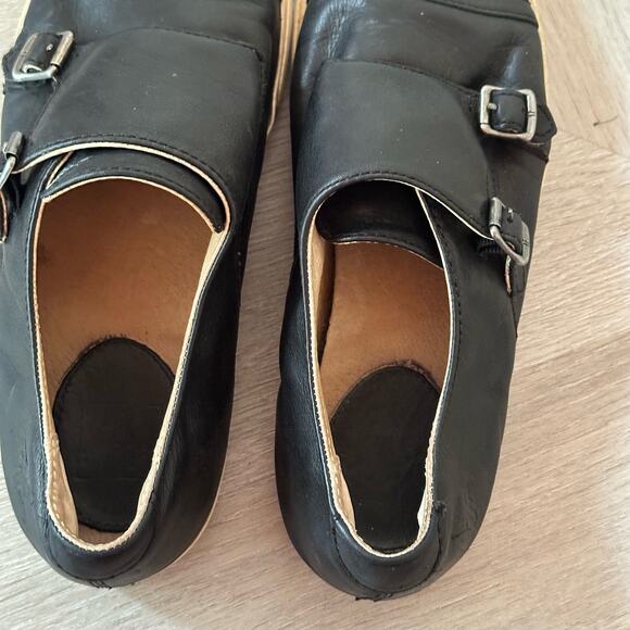 Frye Mindy Double Monk Strap Black Leather Slip-On Sneakers Shoes Size 7.5 - Picture 7 of 10